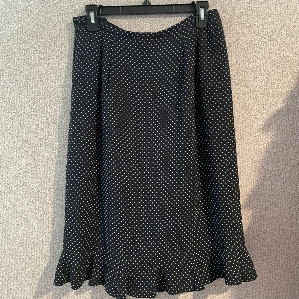 Worth Black with White Polka Dot Midi Skirt